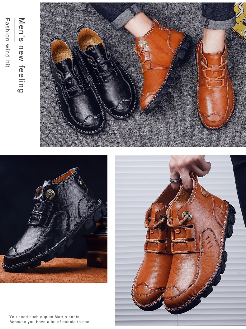 Новинка года; сезон осень-зима; мужские ботинки из яловичного спилка; удобные ботинки в байкерском стиле; Мужская обувь; резиновые ботильоны; мужская обувь