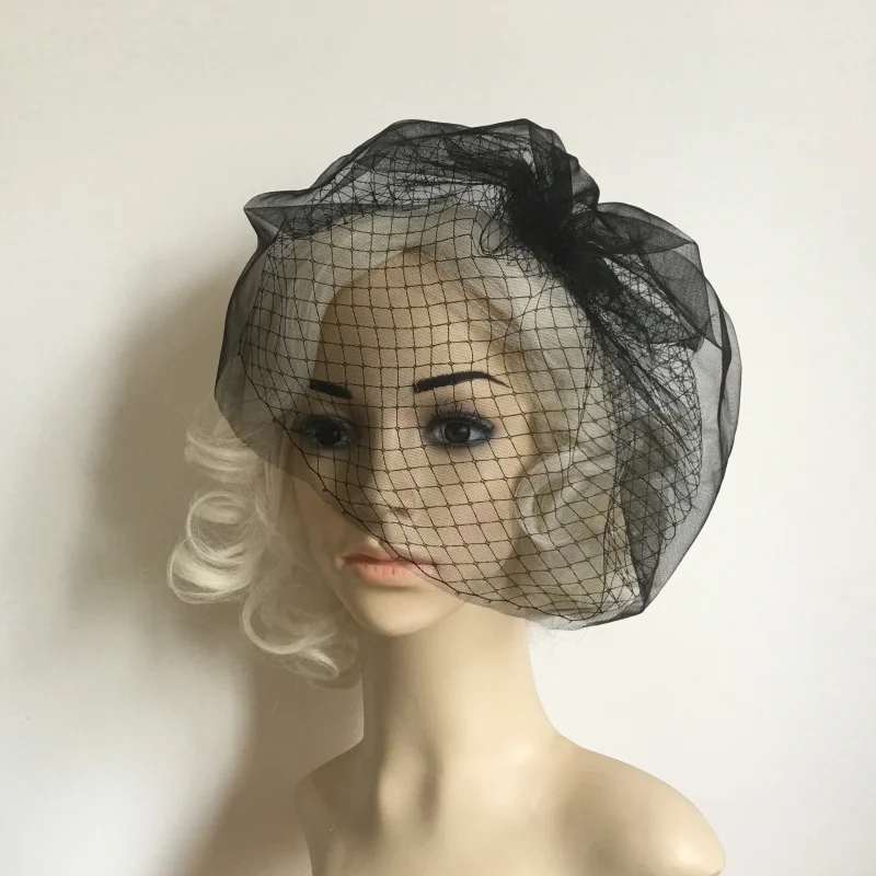 

Wedding Race Bridal Birdcage Netting Face Veil Fascinator Black Hair Cip