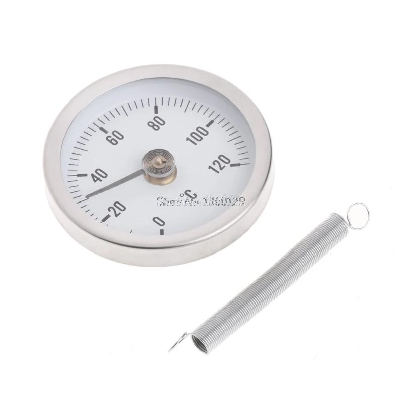 63mm Dial Stainless Steel Clip-on Spring Pipe Temperature bimetal thermomet Testing Gauge Surface Thermometer 0-120 Degree | Инструменты