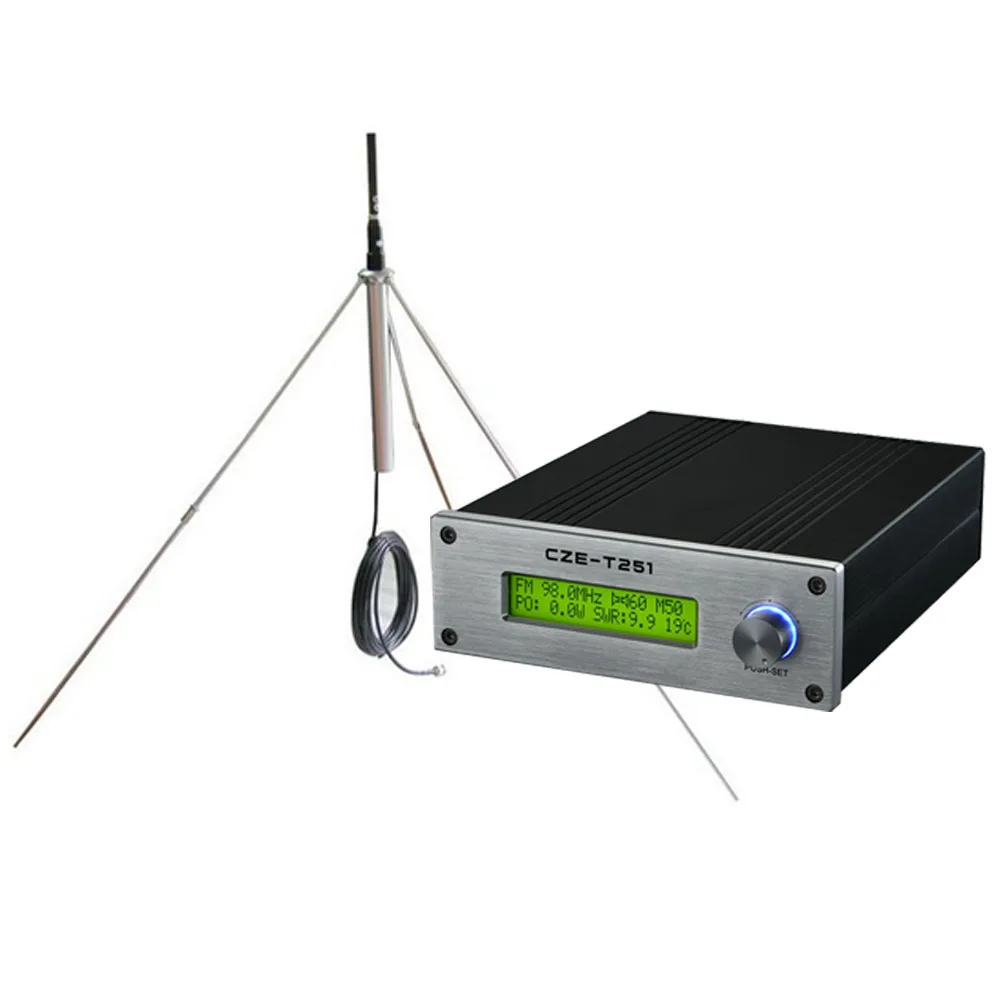 CZH CZE T251 25 Вт Регулируемая мощность Профессиональный FM трансмиттер вещания 1/4 GP