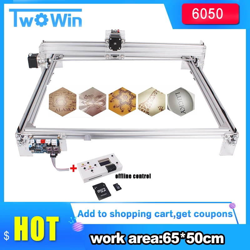 

65*50cm 10w big laser engraving machine, DIY laser cutter machine, CNC laser module marking machine,laser engraver with Offline