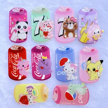 

5/10Pcs Acrylic animal Kawaii Mini beverage can Flatback Cabochon Scrapbook Hair Bows Clips DIY Embellishments Accessories E17
