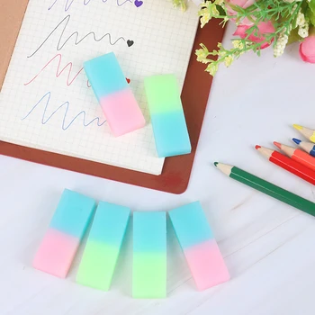 

6Pcs Cute Jelly Colored Pencil Rubber Eraser Professional Soft Durable Flexible Cube Office Erasers for School Student Kids