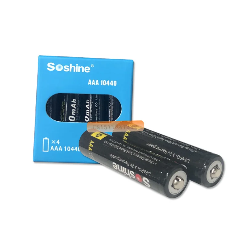 8 шт/лот Soshine 10440 батарея 3,2 V 280mAh LiFePO4 батарея AAA с 2 разъемами для батарей+ батарейный блок