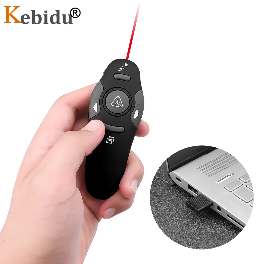 

KEBIDU 2.4GHz Wireless Presenter with Red Laser Pointers Pen USB RF Remote Control Page Turning PPT Powerpoint Presentation