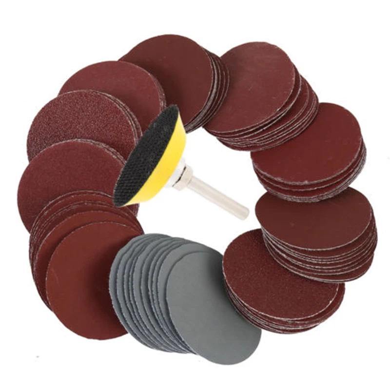 100Pcs 2\'\' 50mm Mixed Sander Sanding Discs 80-3000 Grit Pads Hook Loop Sandpaper Sand Disc Mixed Sanding Polishing