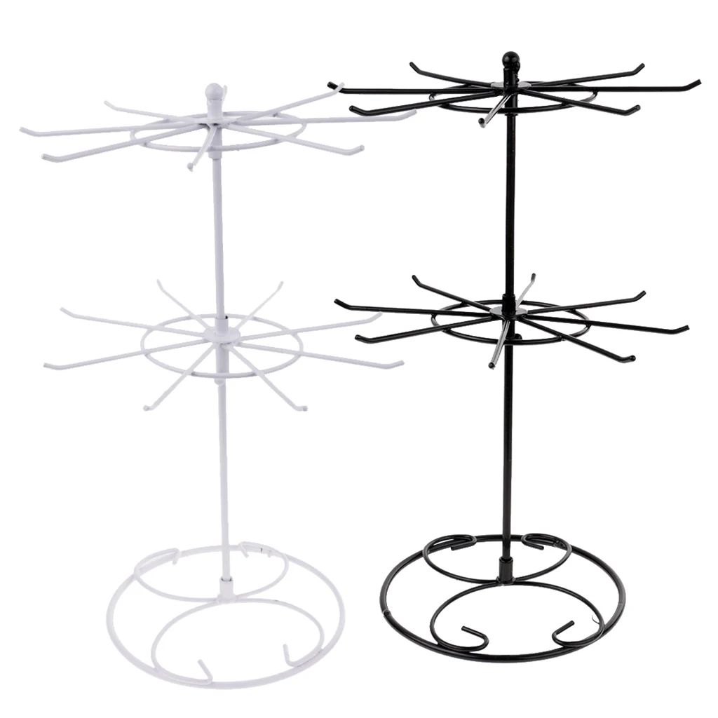 Вращающийся железа 2-х уровневые вращающийся стенд держатель для украшений Дисплей с 16 крючков