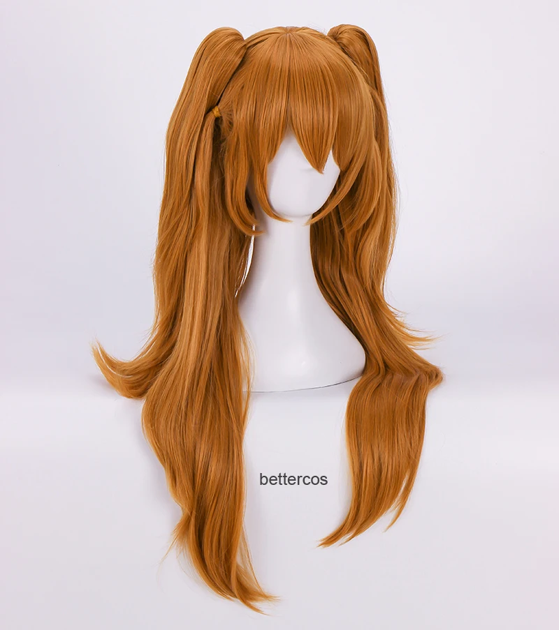 family halloween costumes EVA Asuka Langley Soryu Cosplay Wigs Long Orange With 2 Ponytail Clips Heat Resistant Synthetic Hair Wig + Wig Cap greek goddess costume