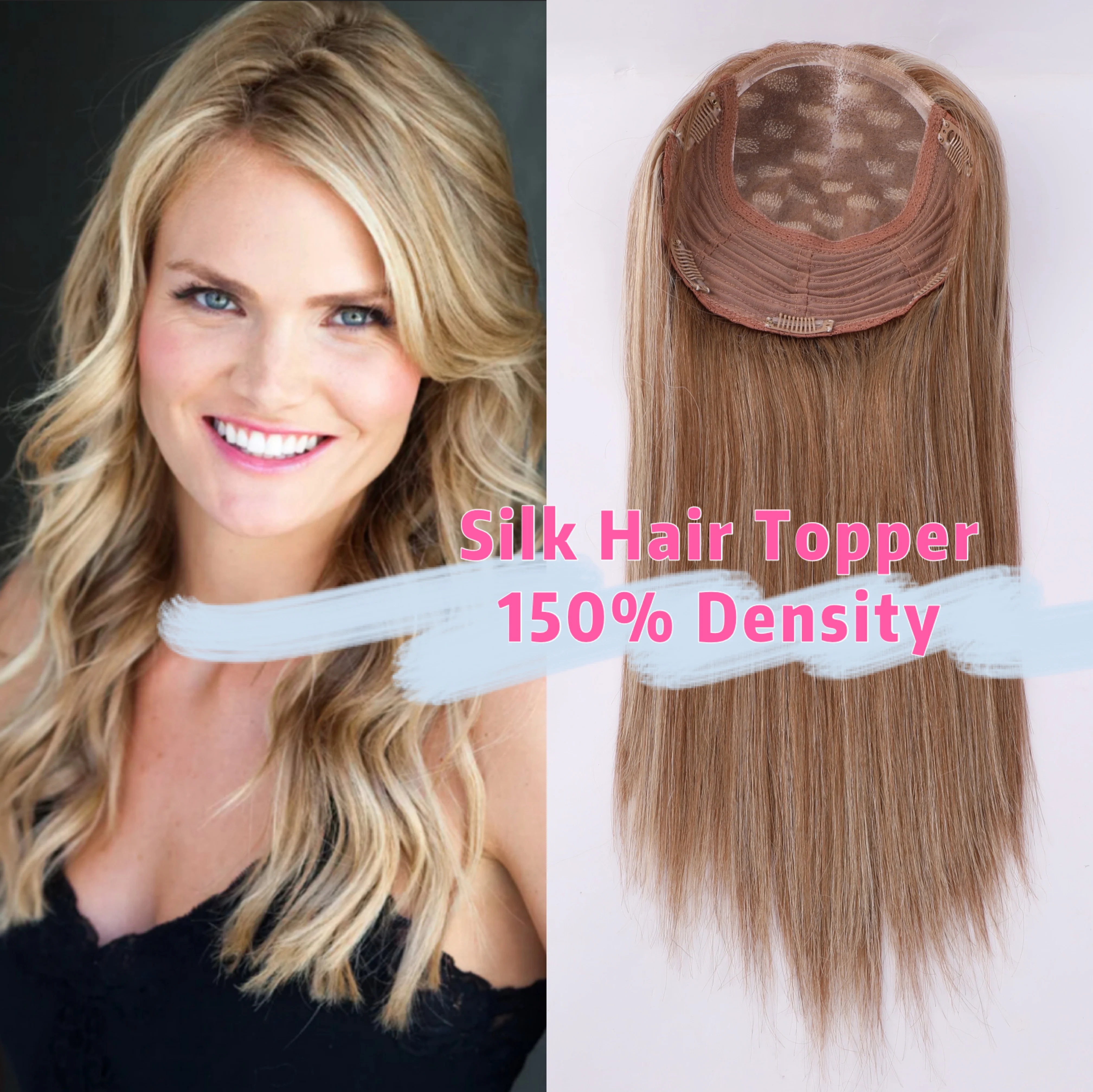 MW-Peluca de cabello humano virgen de 14 -20 para mujer, Base de seda recta con Clips en el pelo, peluquín
