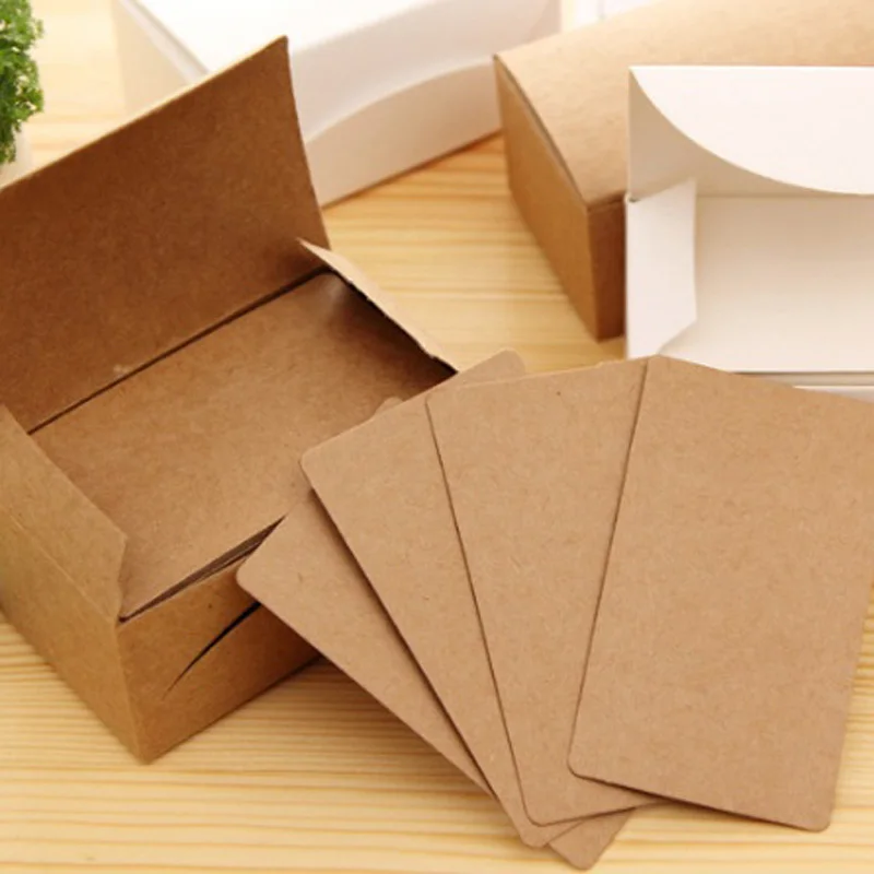 

100PCS Double-sided Blank Kraft Paper Business Cards Greeting Card Message Card DIY Gift Card