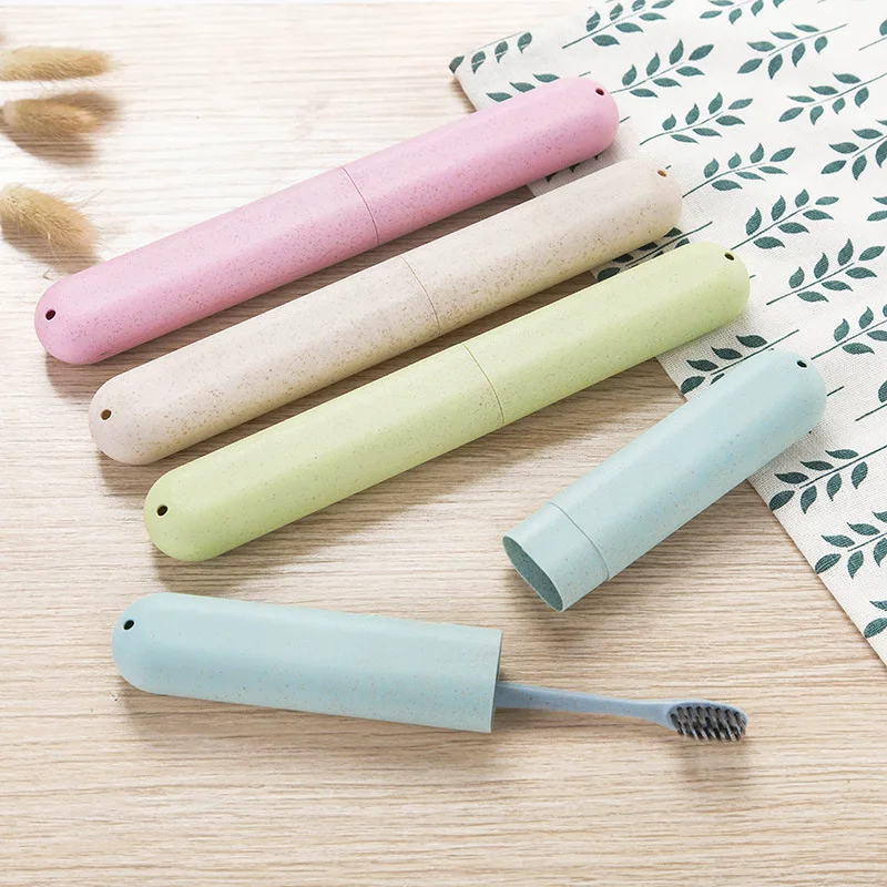 

1pc Portable Travel Toothbrush Box Dustproof Wheat Straw Tooth Brushes Protector Toothbrush Tube Cover Case Toothbrush Holder
