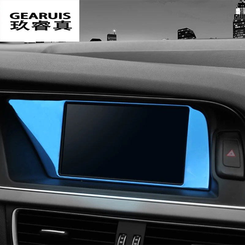 Автомобильный стайлинговый центр контроль навигации защита экрана Чехлы наклейки отделка панели для Audi A4 B8 A5 интерьер авто аксессуары - Название цвета: Bright Blue