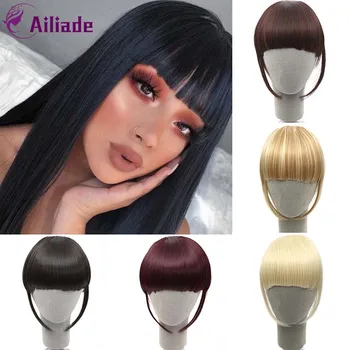 

AILIADE Bangs Clip in Hair Extensions Front Neat Bang Fringe One Piece Striaght Hair High Temperature Synthetic Fiber Hair