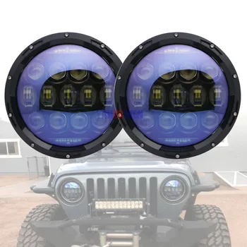 

For lada niva 4x4 7" Inch Round LED Headlights 7"Round 130W White Amber Halo LED Head Light for Jeep JK TJ LJ Hummer H1 H2 H3
