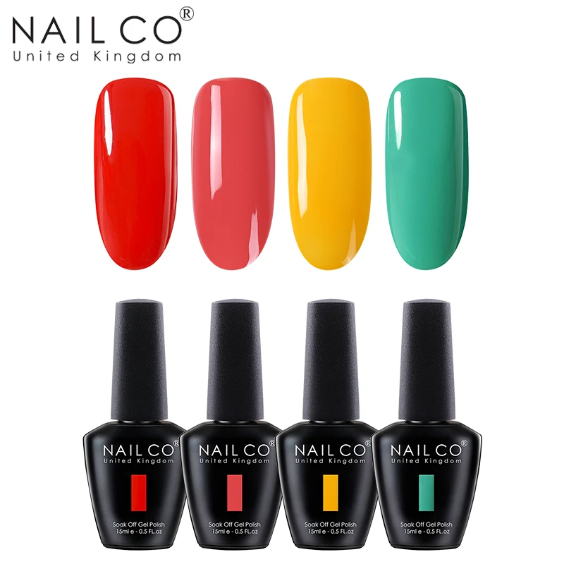 NAILCO 4 шт. 15 мл Гель-лак для ногтей DIY Nail Art Laquer светодиодный Гель-лак для ногтей Блестящий замачиваемый полуперманентный гель для подарка жены