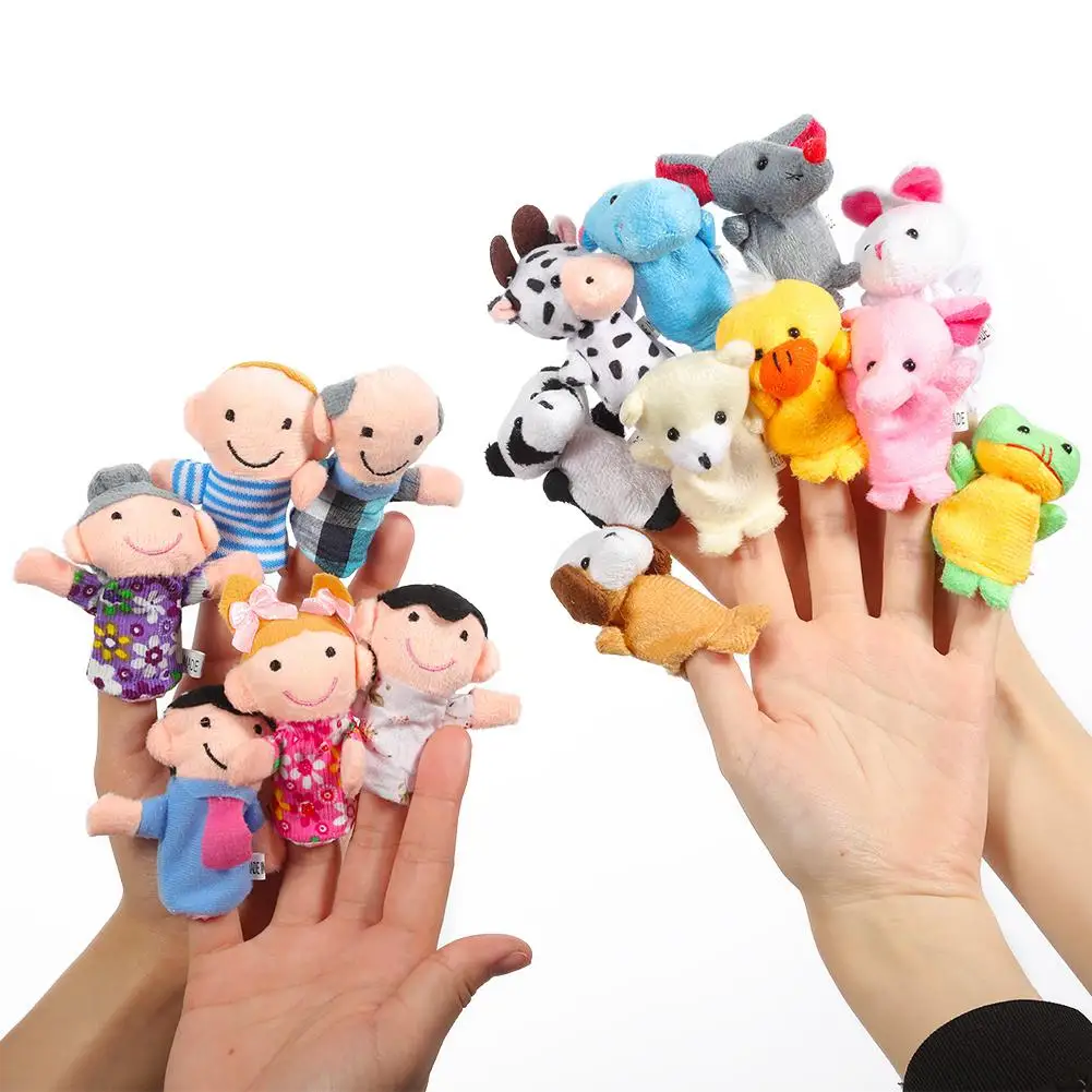 Kidlove 16 шт мультфильм животных плюшевые игрушки на пальцы набор милые куклы для детей, история время, шоу, время игры, школы - Цвет: 16pcs