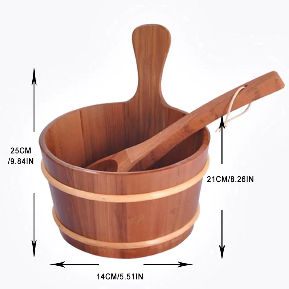 

Sauna Bucket With Ladle Handmade Combined Set Wooden Sauna Bucket Sauna Pad Bathroom Natural Bath SPA Accessories Hot Tubs