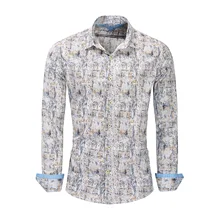 Повседневная рубашка с длинным рукавом, орфографическая хлопковая рубашка чистоты цвета, мужская одежда 209