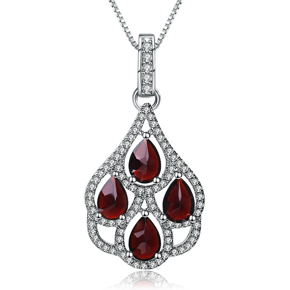 Gem's Ballet 3.37Ct натуральный красный гранат драгоценный камень ожерелья и подвески для женщин 925 пробы серебряные ювелирные изделия Прямая поставка