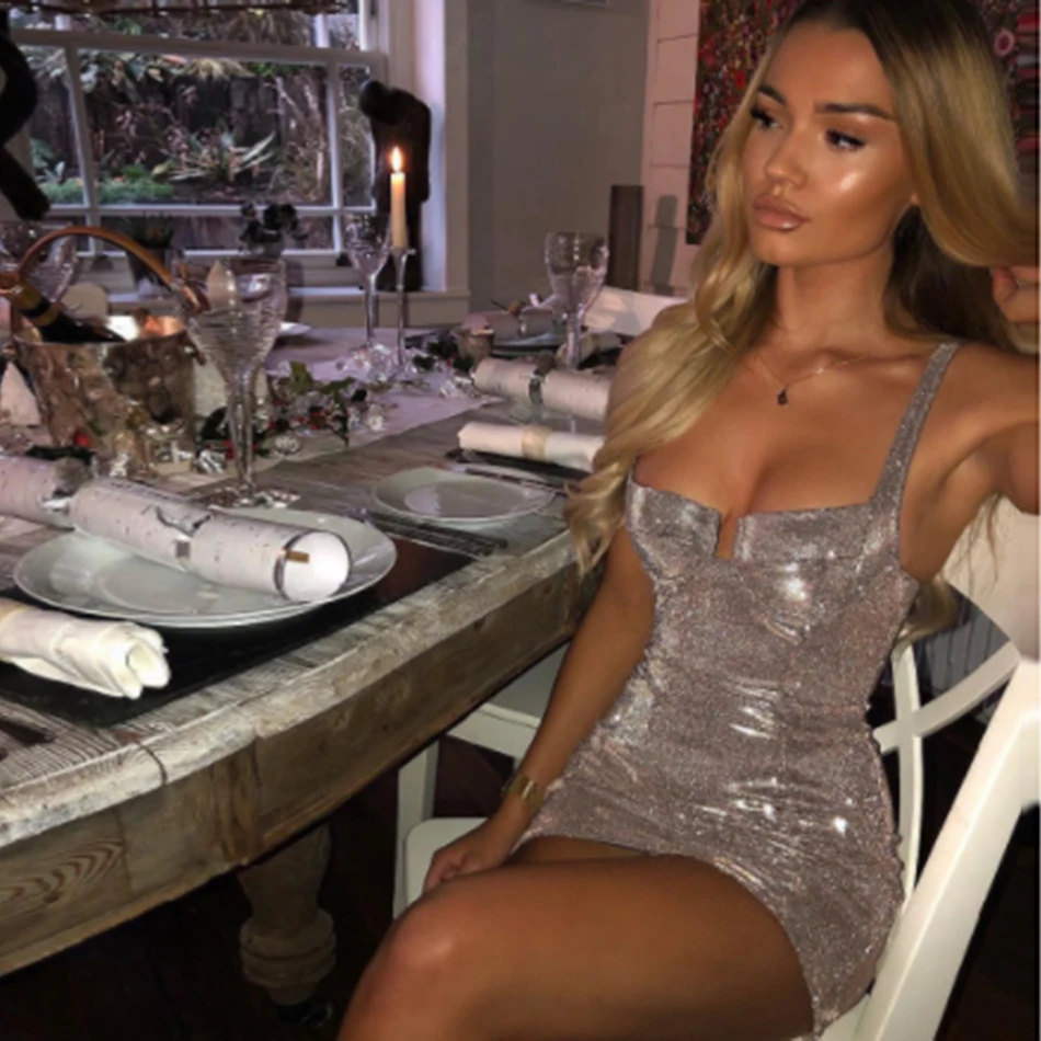 Mini Dress Lady Spaghetti Bodycon 