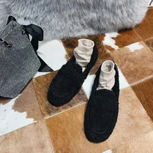 Женская обувь; сезон осень-зима; Новинка; бархатная хлопковая обувь на плоской подошве; Zapatos de mujer; обувь на плоской подошве; женские повседневные однотонные водонепроницаемые Мокасины с закрытым носком