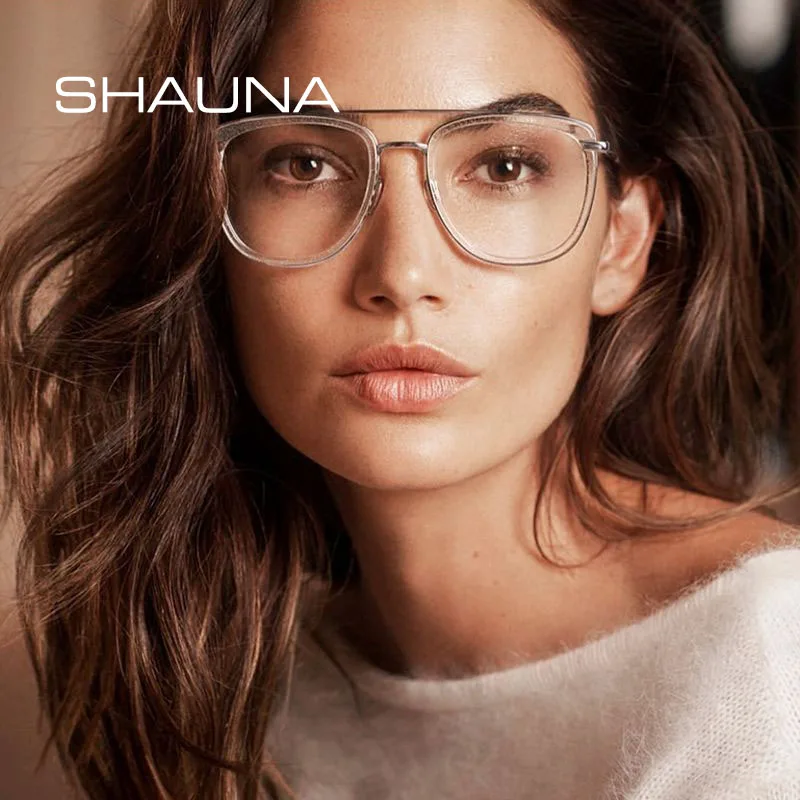 Мужские и женские очки с двойной перемычкой SHAUNA оправа для оптических