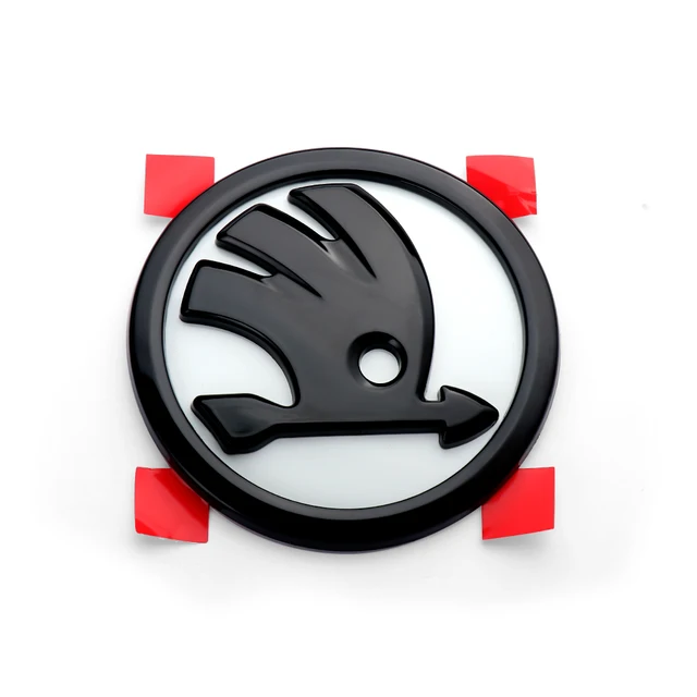 80/90mm Car Emblem ABS Front Hood Bonnet Rear Trunk Decor Sticker For Skoda Yeti Fabia Octavia 3 2 Kodiaq Karoq Rapid Yeti A5 A7 white-90mm