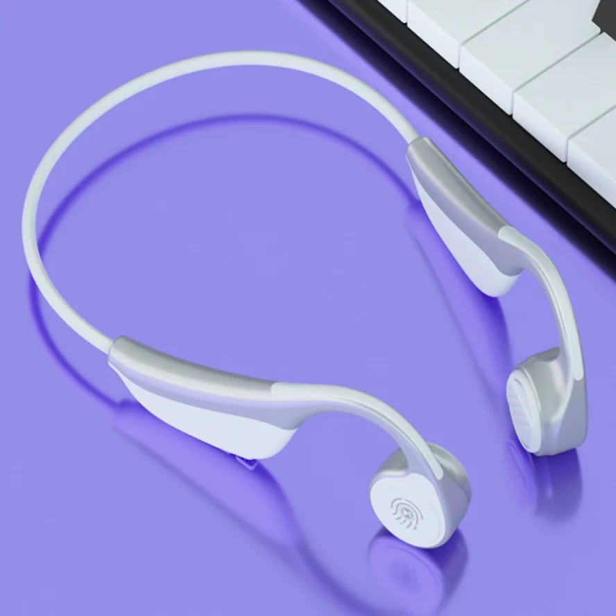 Bone conduction exercise Bluetooth 5.0 earphone stereo wireless music sports smart voice-control noise-reduction waterproof