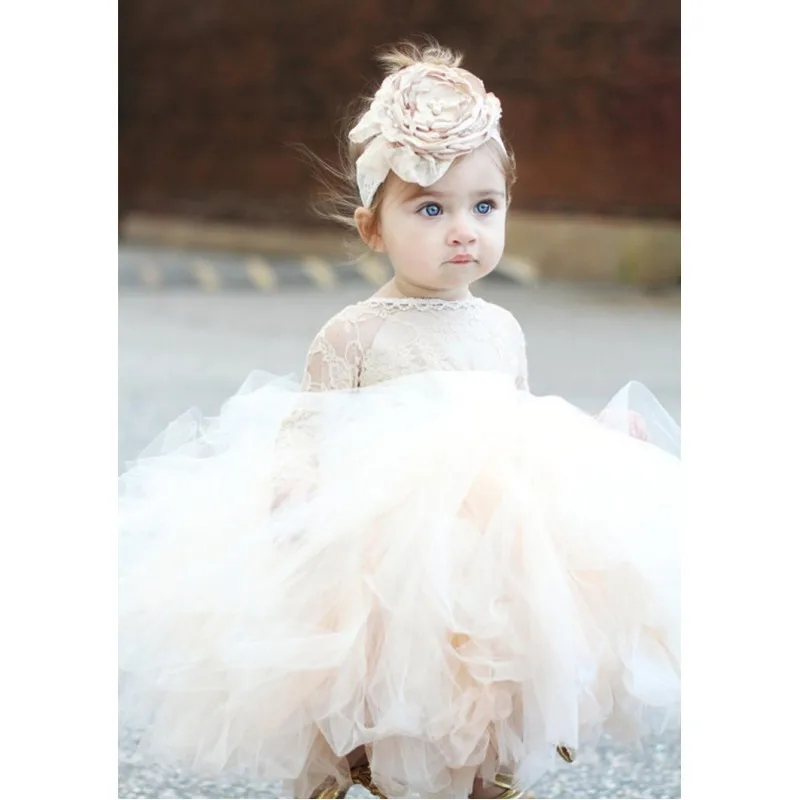 Фатиновое платье цвета шампанского для новорожденных девочек; платье для крещения на первый День рождения; платья наряды принцессы на крестины для новорожденных; вечерние платья для маленьких девочек; Vestidos