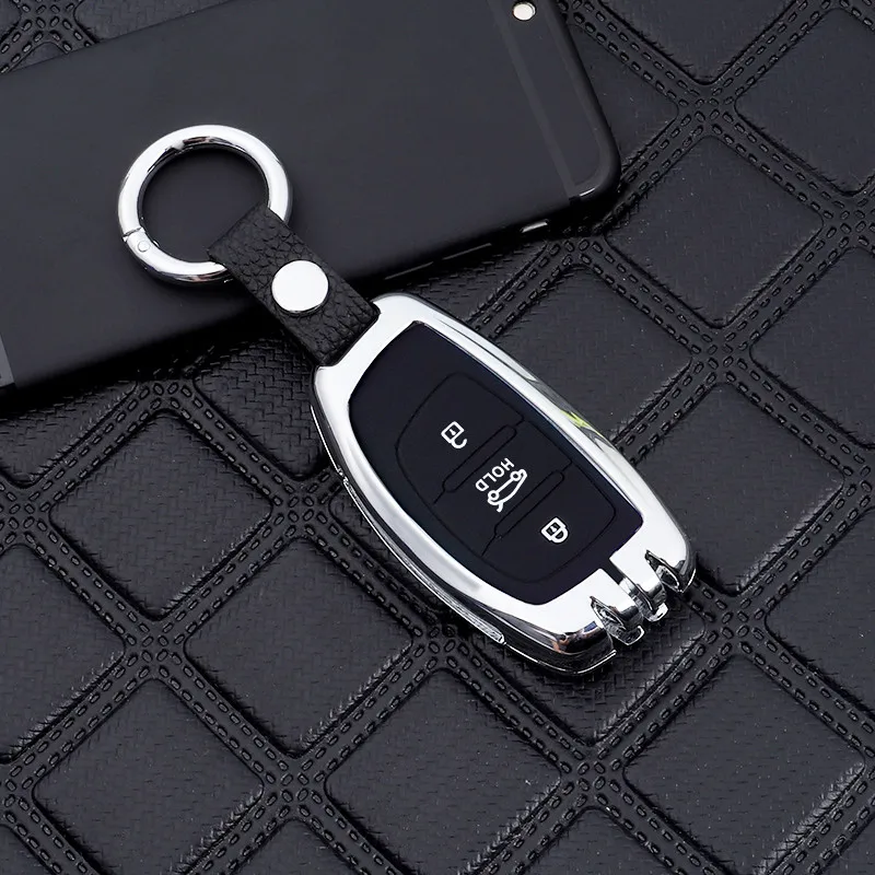B-Silver Цинковый сплав+ силикагель Автомобильный ключ чехол для hyundai Santa Fe Grand ix45 cential Genesis IX25 IX35 I20 I30 I40 автомобильные аксессуары - Название цвета: B-Silver