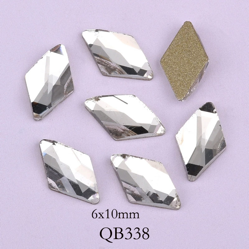 QB338 20 шт прозрачные стеклянные стразы для ногтей 3D прозрачные белые стеклянные драгоценные Стразы для 3D украшения ногтей ювелирные изделия - Цвет: QB338