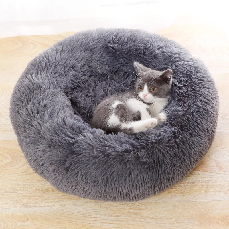 

Round Plush Cat Bed For Cats House Pet Bed for Cat Bed basket Animals products sofa Long Dog Bed Cushion Mat For Pets Petshop