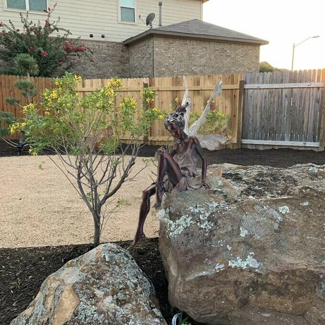 Virág Tündér Szobor Kerti Tereprendezés Udvari Díszítés Gyanta Turek Ülő Kültéri Angyal Lány Figurák Kézműves - Image 5