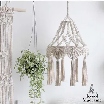 

Hand-knitted Lampshade Macrame Hanging Lamp Decoration Living Room Wedding Decoration Tassel Party Tapestry