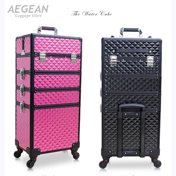 

Women large capacity Trolley Cosmetic case Rolling Luggage bag,Nails Makeup Toolbox,Multi-layer Beauty Tattoo Trolley Suitcase