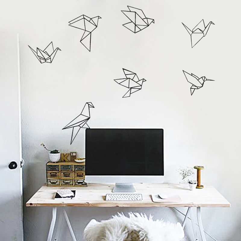 Летающий-геометрический оригами птицы настенные украшения для детской