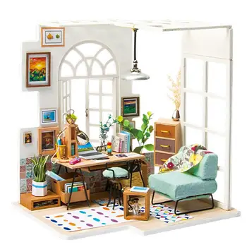 

1pc Miniature Home Model Assembly Creative Diy Wooden Handmade Handmade Craft Assembly Diy House Home Model Toy