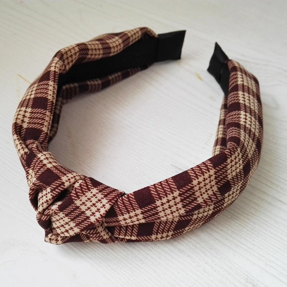 2019 New Fashion Bohemia Hair Accessories Plaid Hairband Headband For Women Headwear Elastic Knotted Hair Band Wholesale 903