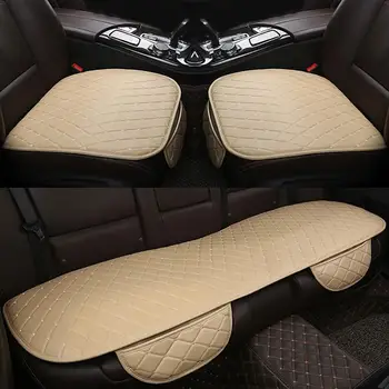 

3Pcs/Set Stylish Rhombus Grid Faux Leather Anti-slip Car Vehicle Seat Mat Cover Car Interior Accessories Boutique New