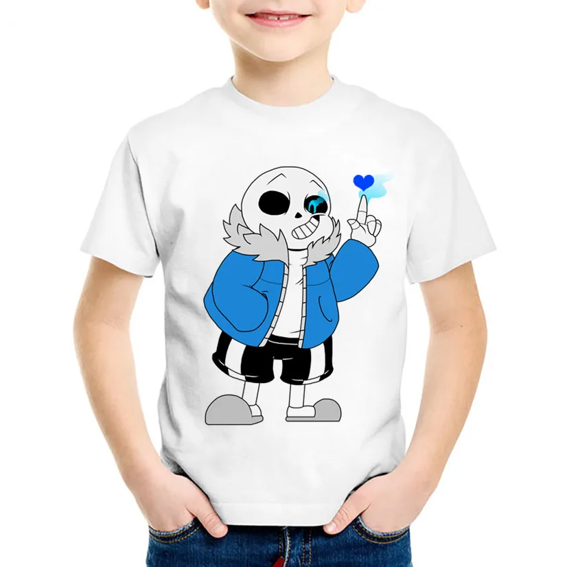 Детские Забавные футболки с мультяшным принтом Череп Brother Undertale Детская футболка