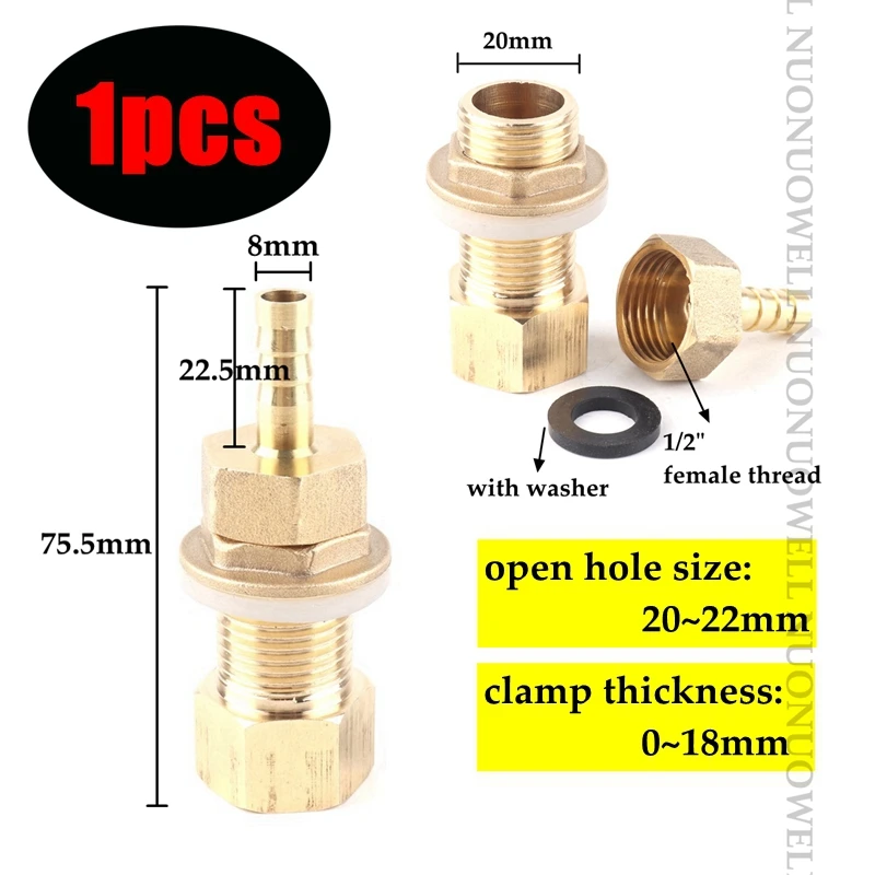 1pcs 1/2" Thread Fish Tank Adapter And Pagoda Connector Swivel Fitting Water Tank Copper Adapter Irrigation Water Hose Connector 