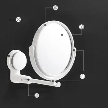 

Dormitory Wall-mounted Vanity Mirror Foldable Rotating Single Mirror Home Bathroom Free Punching HD Round Vanity Mirror