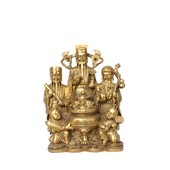 

LAOJUNLU Bronze Pure Copper Crafts Ornaments Three Fairy Fu Lushou, Fu Lu Shou Large