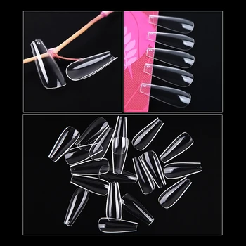 

600Pcs Smooth False Nails Natural/Transparent Fake Nails Long Ballerina Nail Full Cover Artificial Nail Art Manicure Tool