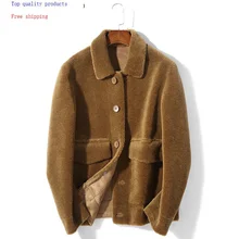 Натуральное меховое пальто для мужчин, короткая осенне-зимняя шерстяная куртка для стрижки овец, пальто, мужские меховые пальто K9SYJI029 KJ3501