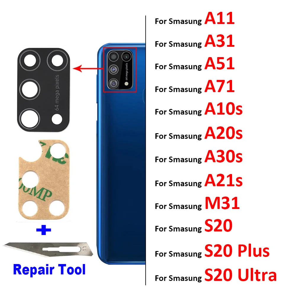 Powrót kamera tylna szklany obiektyw do Samsung A30S A51 A31 A71 S20 Plus Ultra M31 A21s A11 A01 A12 A21 A10s A20s A02 A02s narzędzia do naprawy 1 Powrót kamera tylna szklany obiektyw do Samsung A30S A51 A31 A71 S20 Plus Ultra M31 A21s A11 A01 A12 A21 A10s A20s A02 A02s narzędzia do naprawy 1