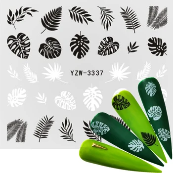 

YZWLE 1 PC Black/White Leaf Nail Sticker Flower Water Transfer Decal Slider Nail Art Decoration for Manicure Wraps Foils Tips