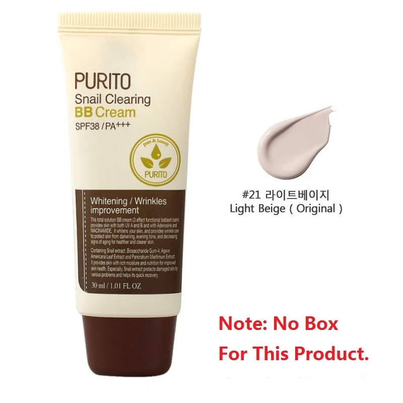 Puritoカタツムリクリアbbクリームspf38 Pa 21パーフェクトカバーbbクリームカタツムリマルチエフェクト白化粧ベース韓国化粧品 Cc Creams Aliexpress