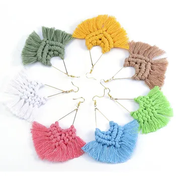 

New Big Handmake Weaving Bohemian Earrings Luxury Statement Tassel Earrings Boho Fashion Jewelry Women Long Drop Dangle Earrings