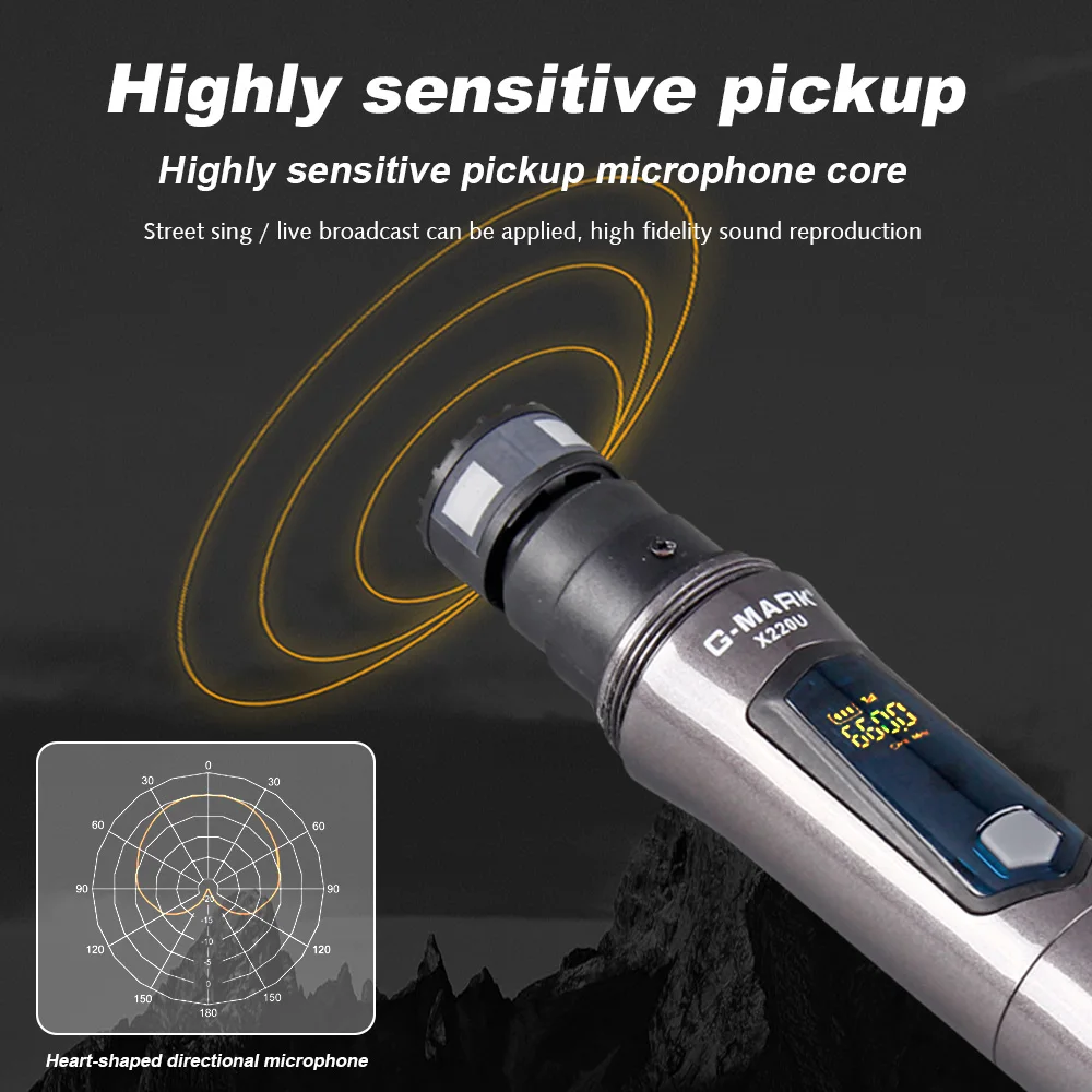 karaoke microfone handheld 2 canais bateria de lítio 50m recebendo distância